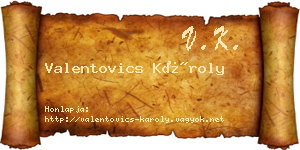 Valentovics Károly névjegykártya