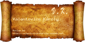 Valentovics Károly névjegykártya